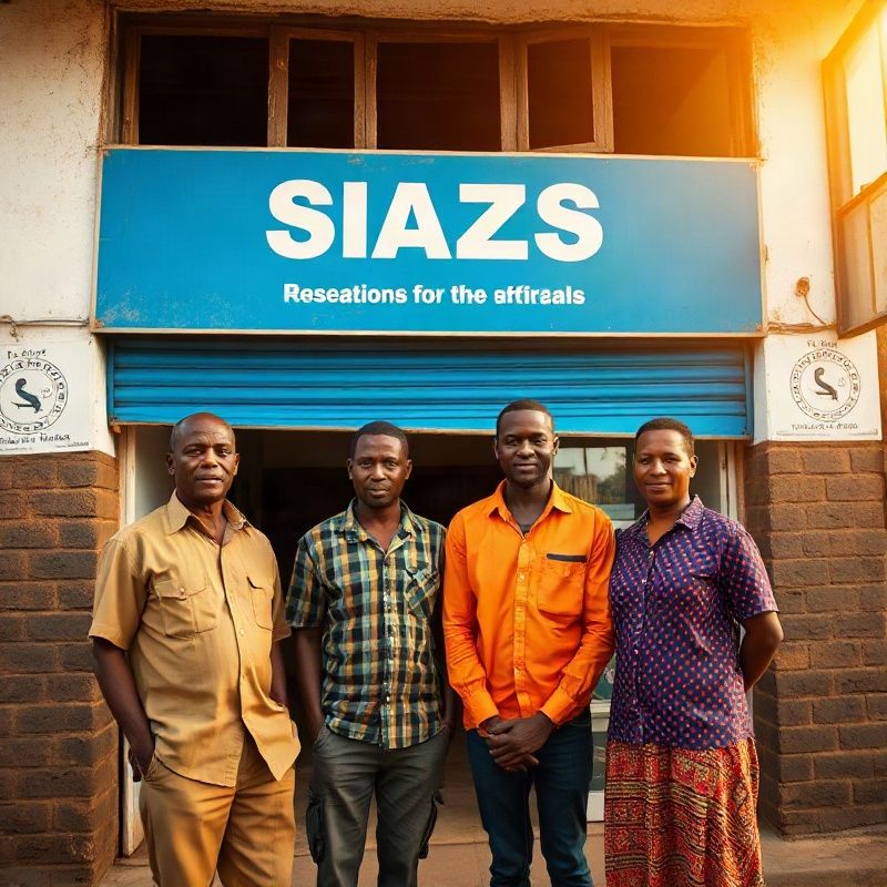 Small Alphaialpha team standing in front of their Kitale shopfront